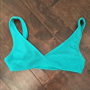 Turquoise Textured Bikini Top